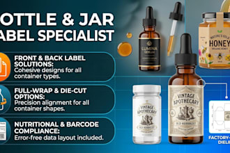 design a modern product label, bottle label, jar label, and sticker