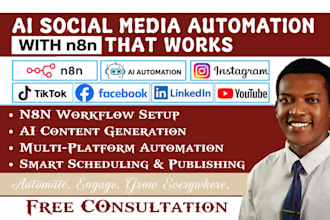 build n8n ai social media automation instagram tiktok facebook linkedin youtube