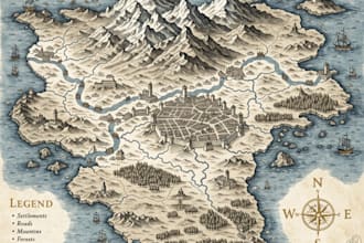 design a professional fantasy or historical map