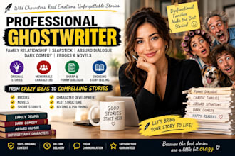 ghostwriter edit family relationship slapstick absurd dialogue dark comedy novel