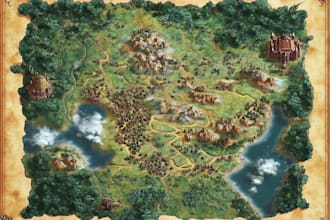 design a mysterious hand drawn treasure map