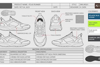 fashion design footwear tech pack orthopedic shoes sole design sneakers techpack