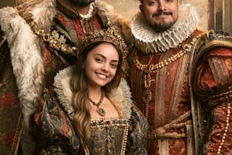 illustrate awesome royal couple portrait