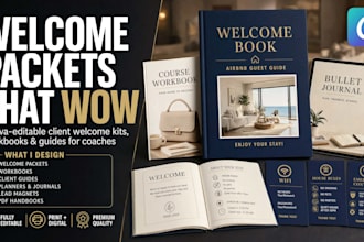 canva editable client welcome packet design workbook handbook coaching workbook