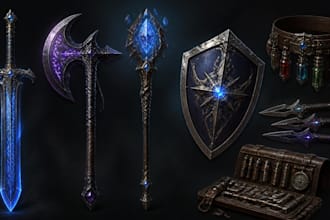 create weapon design and illustration