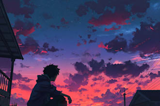draw anime background, lofi artwork, visual novel art