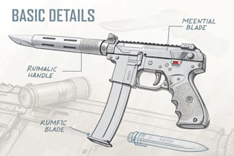 create weapon concept art for you