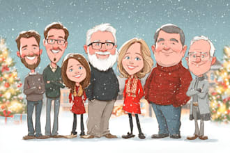 draw a merry christmas and happy new year caricature for you