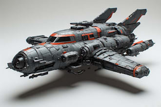 create cool 3d spaceship interior illustrations