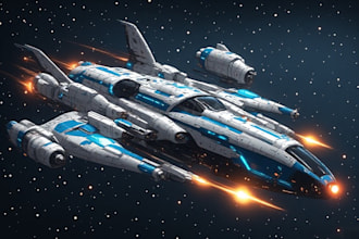 create cool 3d spaceship interior illustrations