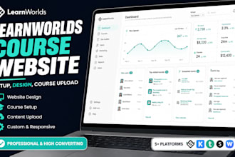 design learnworlds course website, kajabi website, online course learnworlds