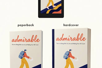 design admirable kindle ebook, book cover design, paperback