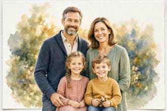 make watercolor family portrait