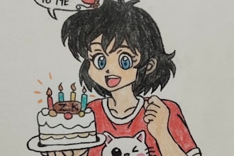 draw custom handmade illustrations and unique character sketches