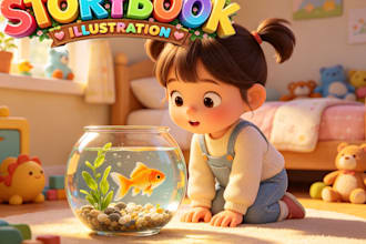 illustrate 3d children book, children story book