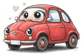make your car into a chibi style car cartoon
