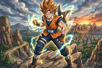 draw your anime character in naruto or dragon ball style