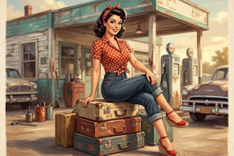 draw a pin up girl and pin up girl illustration
