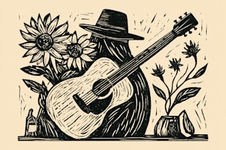 create custom linocut, woodcut, and engraving style