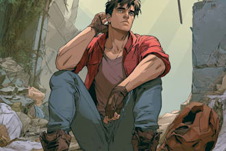 create illustrated novel, comic book cover