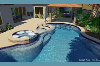 do landscape design, garden design, 3d renderings, backyard, swimming pool