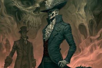 create darkart, horror, album cover, poster, merch