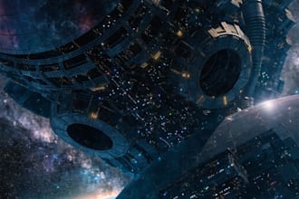 create sci fi illustration for you, cinematic space art
