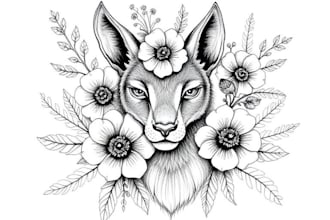 draw botanical floral and animal tattoo design