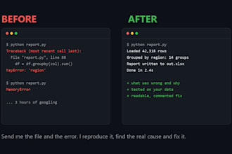 fix bugs and errors in your python code and scripts