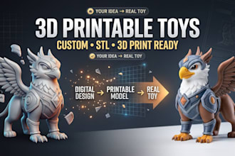 design 3d printable toy, figurine design, 3d toy model, stl file, 3d printing
