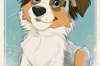 draw disney pets portrait illustration in disney