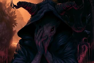 create darkart, horror, album cover, poster, merch