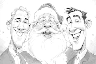 draw a custom winter christmas caricature for the holidays