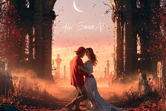 design romantic book cover and story book