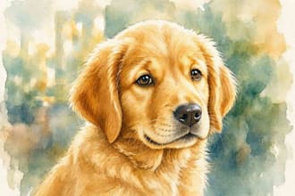 create art watercolor pet animal portrait