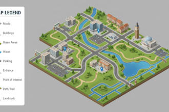 design 3d vector map, isometric map, event map, location map and custom map