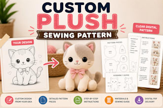 create a custom plush sewing pattern for your stuffed animal design