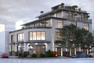 do photorealistic 3d exterior rendering, architectural visualization and design