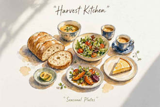 create custom watercolor food illustration for brand or menu