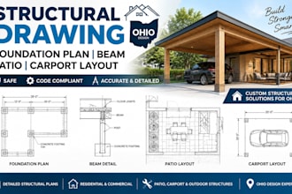 do structural drawing foundation plan beam patio carport layout ohio design
