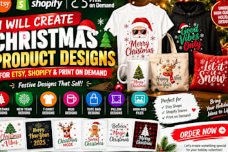 design christmas products for etsy shopify and print on demand