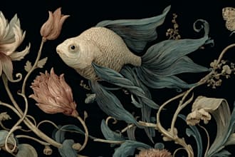 draw an animal and botanical illustration