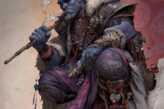 draw character illustration or object for tarot card game