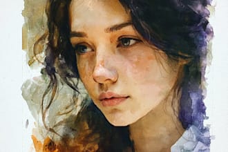 watercolor portrait painting, photo to watercolor portrait