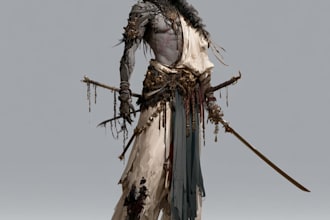 create a stunning fantasy warrior character concept art for games