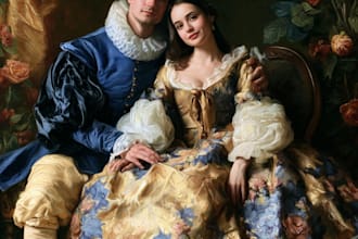 paint a portrait into painting with oil painting