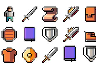create 2d pixel art game assets rpg sprites rectro graphics and top down maps