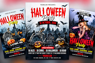 design halloween, black friday, cyber monday and seasonal flyers