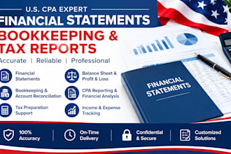 prepare US CPA financial statements, bookkeeping and tax reports