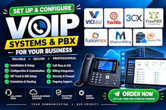 set up voip, vicidial, twilio, pbx, 3cx, freepbx, fusionpbx, magnus biling